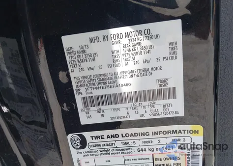 2014 Ford F-150 Fx4 from USA, damaged, VIN 1FTFW1EF5EFA10460